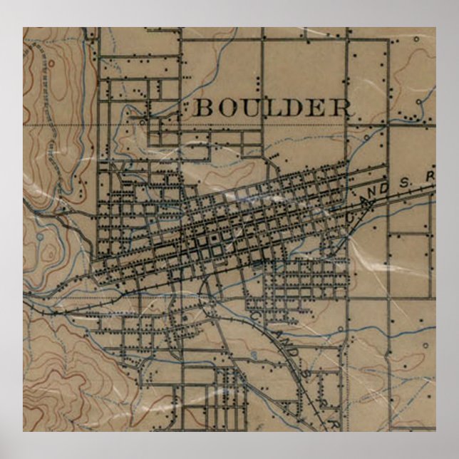 Póster Mapa de época de Boulder Colorado (1904) (Frente)