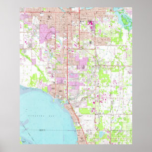 Póster Mapa de época de Bradenton Florida (1964)
