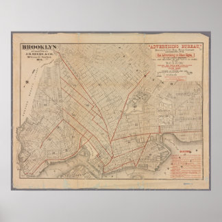 Póster Mapa de época de Brooklyn