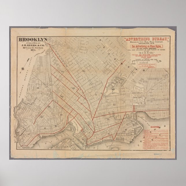 Póster Mapa de época de Brooklyn (Frente)