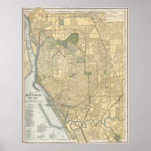 Póster Mapa de época de Buffalo Nueva York (1891)
