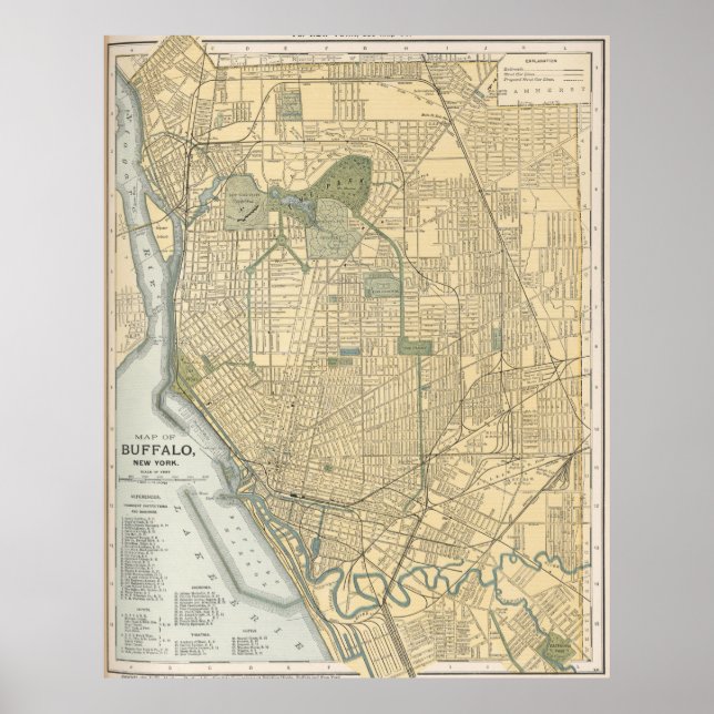 Póster Mapa de época de Buffalo Nueva York (1891) (Frente)