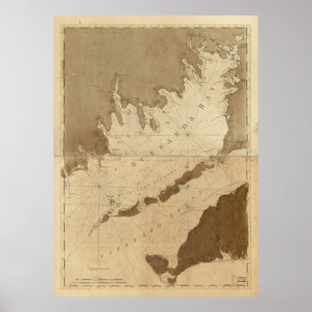 Póster Mapa de época de Buzzards Bay (1776) (Frente)