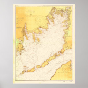 Póster Mapa de época de Buzzards Bay (1933)