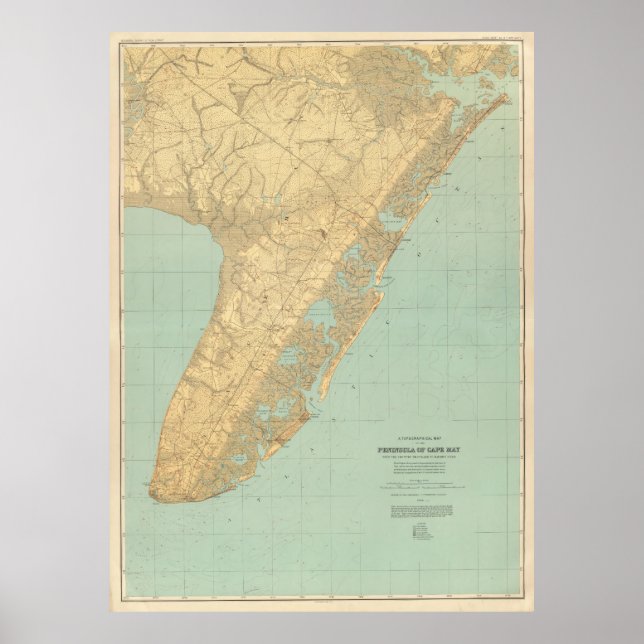 Póster Mapa de época de Cabo May NJ (1888) (Frente)