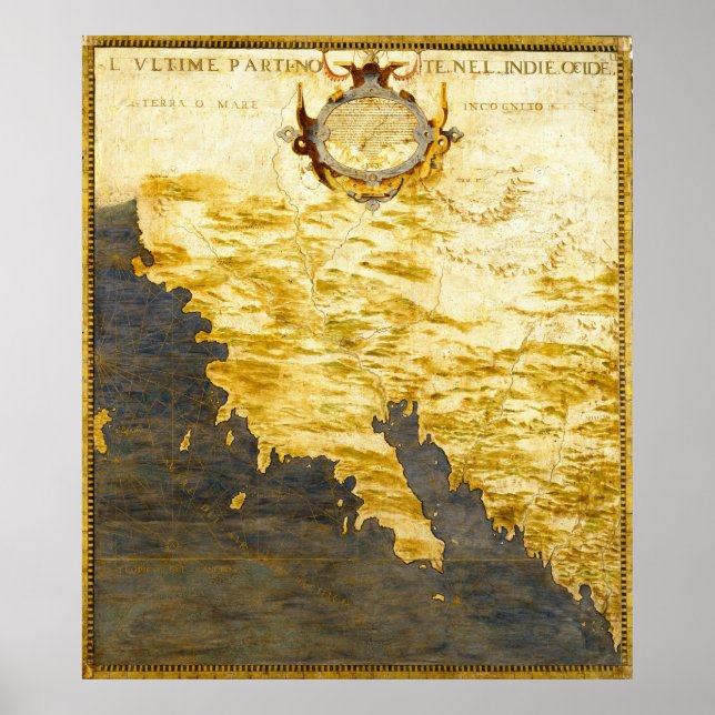Póster Mapa de época de California (1564) (Frente)