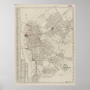 Póster Mapa de época de Camden NJ (1921)