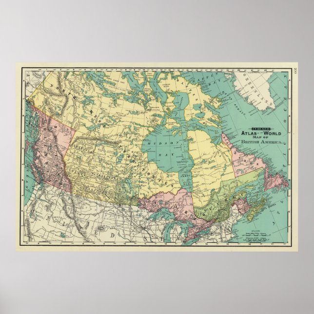 Póster Mapa de época de Canadá (1897) (Frente)