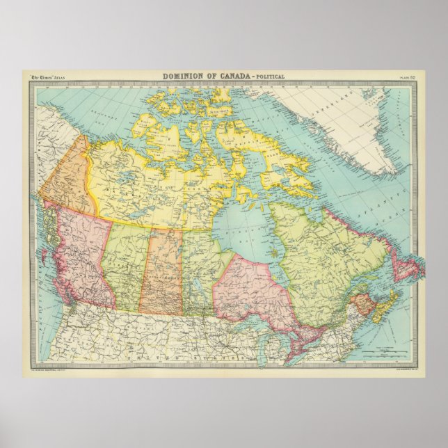 Póster Mapa de época de Canadá (1922) (Frente)