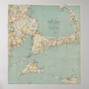 Póster Mapa de época de Cape Cod (1917)