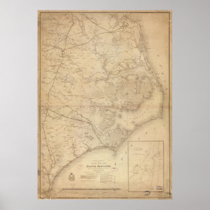 Póster Mapa de época de Carolina del Este (1862)
