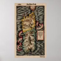 Mapa de época de Cerdeña Italia (siglo XVI)