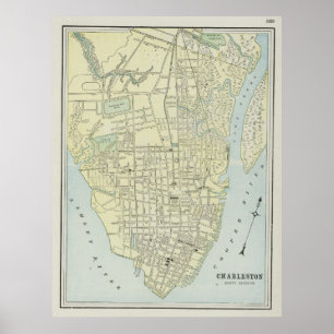 Póster Mapa de época de Charleston SC (1901)