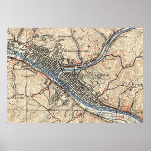 Póster Mapa de época de Charleston West Virginia (1931)