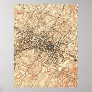 Póster Mapa de época de Charlottesville Virginia (1960)