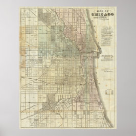 Póster Mapa de época de Chicago (1857)
