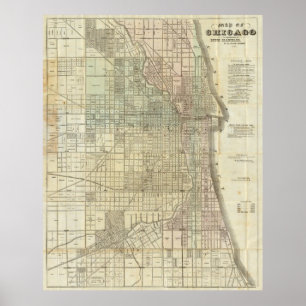 Póster Mapa de época de Chicago (1857)