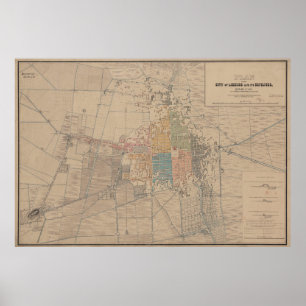 Póster Mapa de época de Ciudad de México (1847)