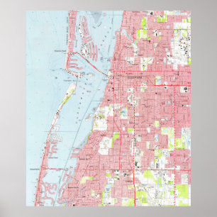 Póster Mapa de época de Clearwater Florida (1974)