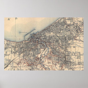 Póster Mapa de época de Cleveland (1904)