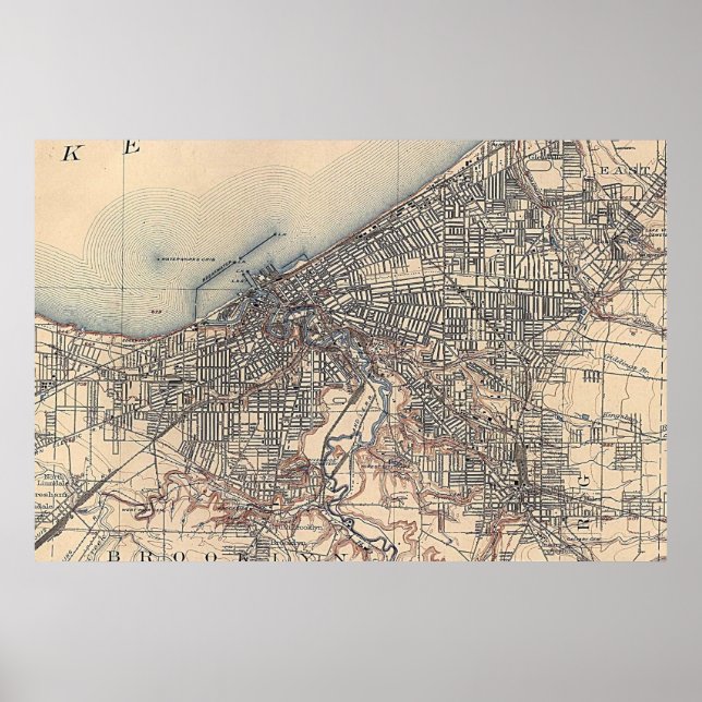 Póster Mapa de época de Cleveland (1904) (Frente)