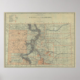 Póster Mapa de época de Colorado (1881)