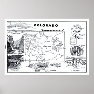 Póster Mapa de época de Colorado (1912)