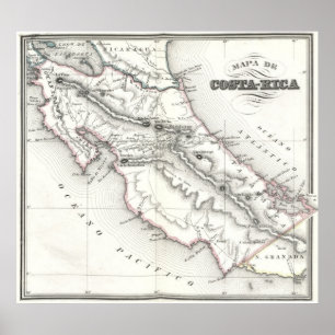 Póster Mapa de época de Costa Rica (1851)