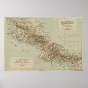 Póster Mapa de época de Costa Rica (1896)