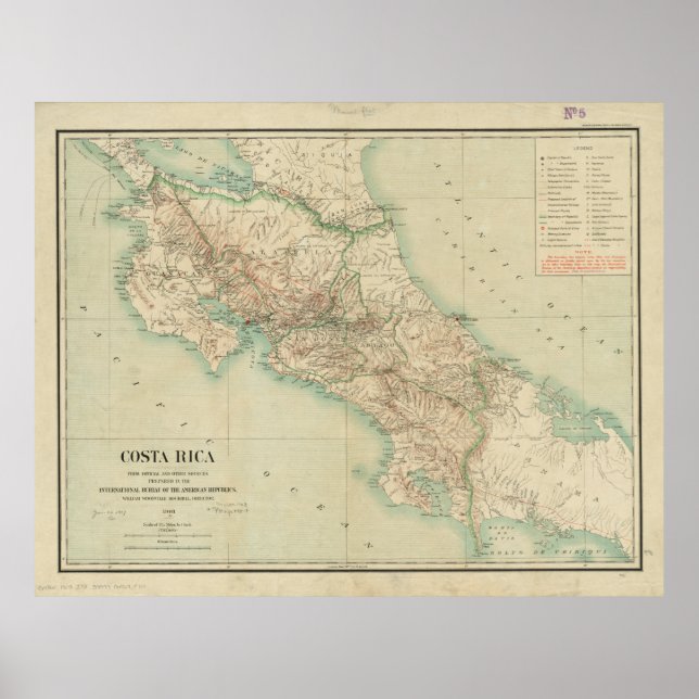 Póster Mapa de época de Costa Rica (1903) (Frente)
