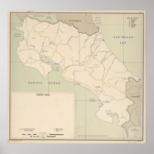 Póster Mapa de época de Costa Rica (1950)