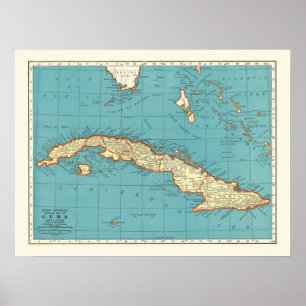 Póster Mapa de época de Cuba