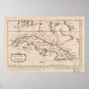 Póster Mapa de época de Cuba (1764)