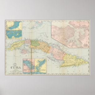 Póster Mapa de época de Cuba (1898)