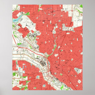 Póster Mapa de época de Dallas Texas (1958) 2
