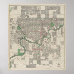 Póster Mapa de época de Edmonton Canadá (1912)