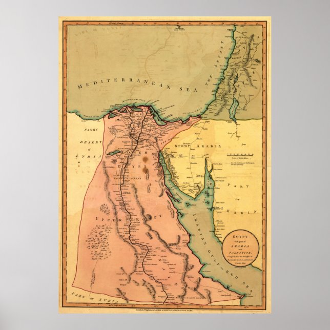 Póster Mapa de época de Egipto (1800) (Frente)