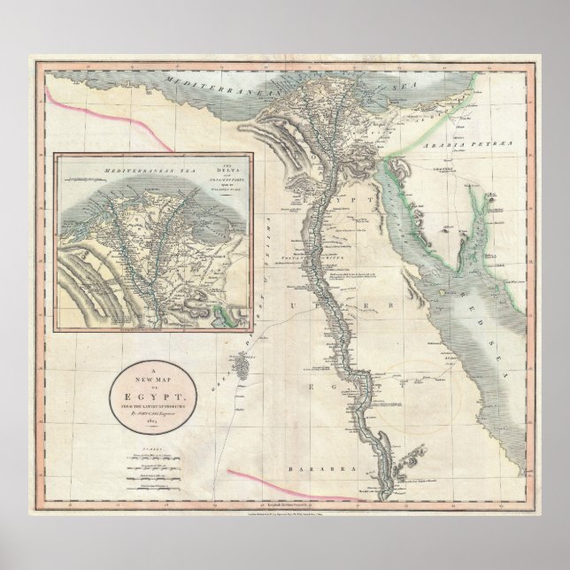Póster Mapa de época de Egipto (1805) (Frente)