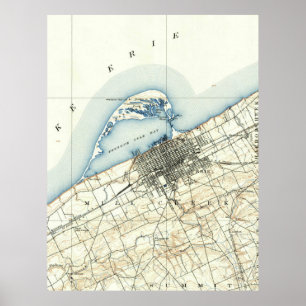 Póster Mapa de época de Erie Pennsylvania (1899)