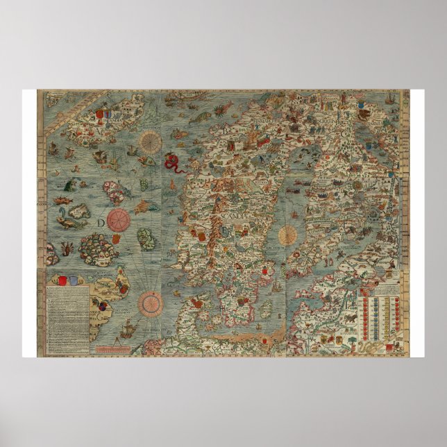 Póster Mapa de época de Escandinavia (Frente)