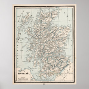 Póster Mapa de época de Escocia (1893)
