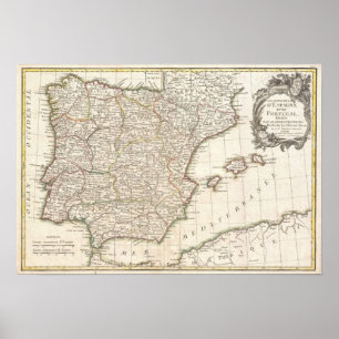 Póster Mapa de época de España (1775)