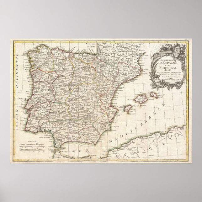 Póster Mapa de época de España (1775) (Frente)