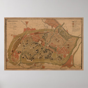 Póster Mapa de época de Estrasburgo Francia (1880)
