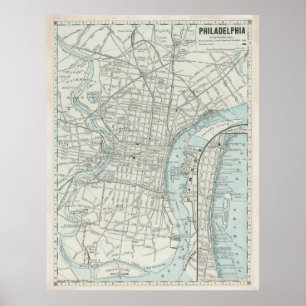 Póster Mapa de época de Filadelfia PA (1889)