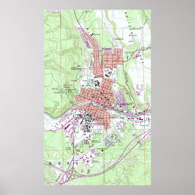 Póster Mapa de época de Flagstaff Arizona (1962) (Frente)