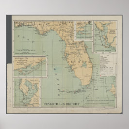 Póster Mapa de época de Florida