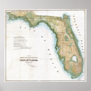 Póster Mapa de época de Florida (1848)
