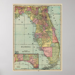 Póster Mapa de época de Florida (1909)