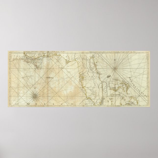 Póster Mapa de época de Florida y Bahamas (1776) (Frente)